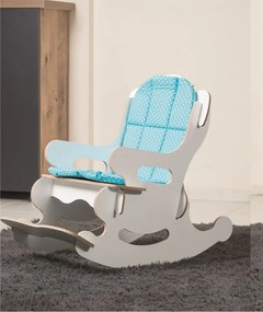 Scaun balansoar copii 40×70×65 cm – MDF alb/albastru, Baby Puzzle
