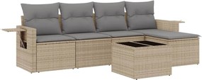 vidaXL Set canapele de grădină cu perne, 6 piese, bej, poliratan