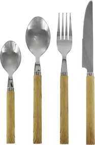 Set tacâmuri 4 piese, oțel inoxidabil și acril, natur, L22,5 cm, Linas