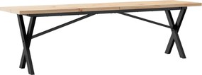 vidaXL Masă de cafea, cadru X, 160x40x45,5 cm, lemn masiv pin și Oţel