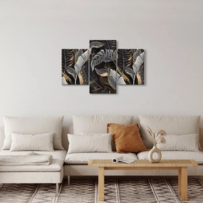 Tablou - Frunze tropicale, Galben - auriu (90x60 cm)
