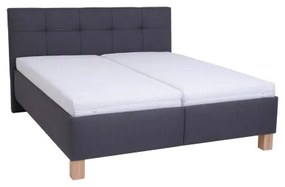 Pat tapițat MARIA, 160 x 200 cm, cu saltea și spațiu de depozitare, gri