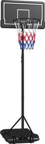 SPORTNOW Stativ de baschet, reglabil pe înălțime, mobil, umplabil, panou rezistent la spargere, înălțime coș 1,82 - 2,13 m, Negru | Aosom Romania