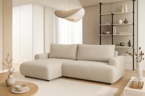 Colțar extensibil cu funcție de dormit Lotulis Mini stânga - crem material hidrofob Blur 01