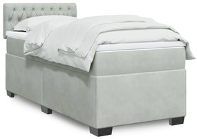vidaXL Pat continental cu saltea, gri deschis, 80x200 cm, catifea