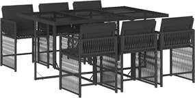 vidaXL Set mobilier de grădină cu perne, 7 piese, negru, poliratan