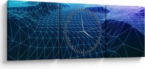 Tablou - Munți în model de calculator (cu ceas) (90x30 cm)