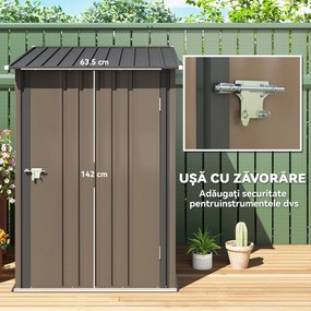 Outsunny Magazie de Grădină din Oțel și Ușă 100x103x160cm Maro | Aosom Romania