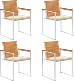 vidaXL Scaune de grădină cu perne, 4 buc., lemn masiv de salcâm