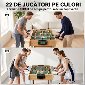 SPORTNOW Fotbal de Masă, Masa 121 Cm, 22 Jucători, Contoare Manuale, Lemn Natural | Aosom Romania