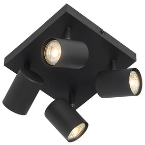 Plafonieră modernă neagră cu 4 lumini, pătrată, reglabilă - Jeana