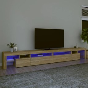 3152804 vidaXL Comodă TV cu lumini LED, stejar sonoma, 290x36,5x40 cm