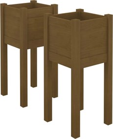 vidaXL Jardiniere grădină 2 buc. maro miere 31x31x70 cm lemn masiv pin