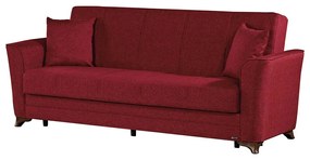 Canapea extensibila Dream, 3 locuri, material textil, rosu, lada depozitare