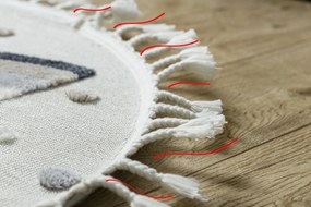 Covor YOYO EY78 cerc alb / bej - Nor, Curcubeu, puncte pentru copii, Franjuri - SECUNDAR-COTATI PRODUSUL