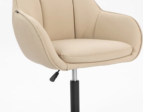 HR2055N Scaun Crem din Piele Ecologica cu Bază Neagră