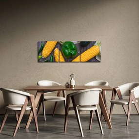 Tablou - legume (cu ceas) (90x30 cm)