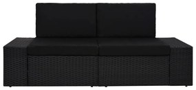 49505 vidaXL Canapea modulară cu 2 locuri, negru, poliratan