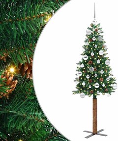 vidaXL Brad de Crăciun subțire Verde 150 cm PVC și lemn de PIN masiv