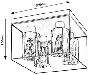 Rabalux CHADWICK 71034 - Plafonieră 4xE27/25W/230V
