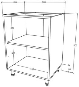 Corp Baza Karo, 2 Usi, Stejar Bronz/Alb, 60 x 50 x 80 cm