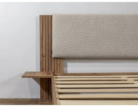 Pat matrimonial gri deschis cu somieră 140x190 cm Lior – Bobochic Paris