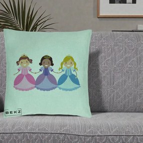 Perna Personalizata Printese Diverse Ilustratie, 40x40 cm, Verde Menta, Husa Detasabila, Perna Inclusa, BEKZ®