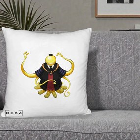 Perna Personalizata Assassination Classroom Koro-sensei, 40x40 cm, Alb Pufos, Husa Detasabila, Perna Inclusa, BEKZ®