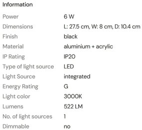Aplica LED ambientala stil minimalist Merano I negru
