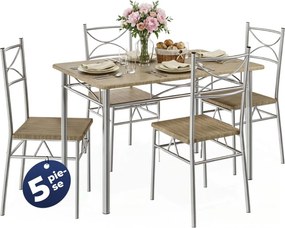 Set de mese de dining PAUL, 5 bucăți, maro stejar Jurhan