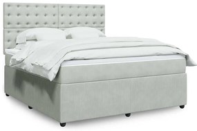 vidaXL Pat box spring cu saltea, gri deschis, 180x200 cm, catifea