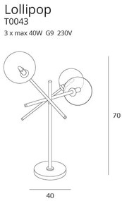 Veioza design industrial, minimalist Lollipop 3L negru T0043 MX