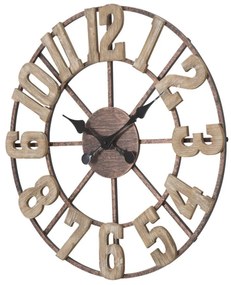 Ceas decorativ maro din metal si MDF, ∅ 63,5 cm, Source Mauro Ferretti