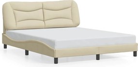 vidaXL Cadru de pat fără saltea, Hvar, crem, 160x200 cm, textil