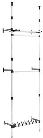 321114 vidaXL Sistem șifonier telescopic, cu bare și raft, aluminiu
