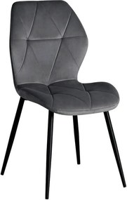 Scaun KEN, gri inchis/negru, stofa catifelata/metal, 47x55x87 cm
