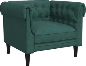 vidaXL Fotoliu Chesterfield verde închis, material textil