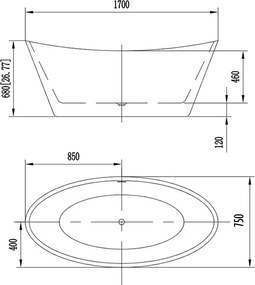 Cada baie freestanding 170 x 75 cm alba Florida, Selena P