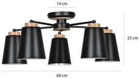 Lustra Plafon Periot 5 Black 476/5 Emibig Lighting, Modern, E27, Polonia