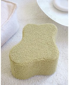 Puf de copii verde cu tapițerie din țesătură bouclé Cloud – Wigiwama