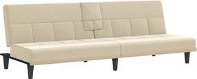 vidaXL Canapea extensibilă cu suporturi de pahare, crem, textil