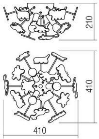 Plafonieră pentru copii Redo 04-514 SAFARI 3xE14/3W/230V d. 41 cm colorat