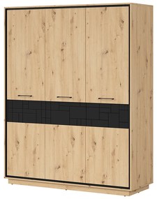 Dulap de haine Pont SZF3D2E (Stejar artisan + Negru mat). 1063044