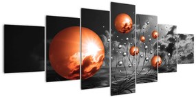 Tablou abstract - sfere portocalii (210x100cm)