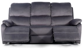 Canapea recliner SPENCER 3, stofa catifelata gri, 193x94x101 cm