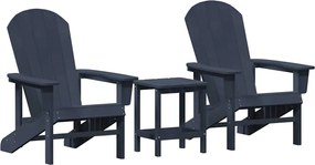 vidaXL Scaun pentru Grădină 3 pcs Bleumarin Polietilenă