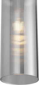 Lampă suspendată Art Deco neagră cu sticlă fumurie pentru sistem de șină monofazat - Iconic Laura