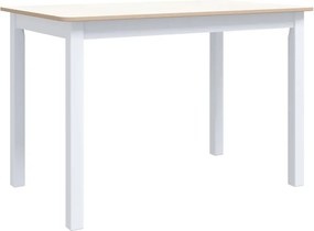 vidaXL Masă de bucătărie alb și maro 114x71x75 cm lemn masiv de hevea