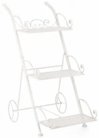 Suport pentru ghivece, din metal, Emily Rectangle 3SH Alb Antichizat, L54xl34xH78 cm