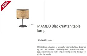Veioza / Lampa de masa moderna design natural MAMBO negru/ratan 64311-48